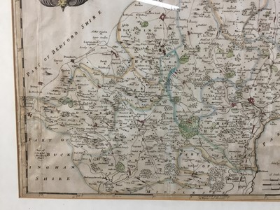 Lot 305 - Antique map of Hertfordshire by Robert Morden, 36cm x 43cm, in glazed frame