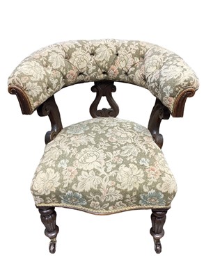 Lot 1609 - Victorian horseshoe shaped upholstered desk chair