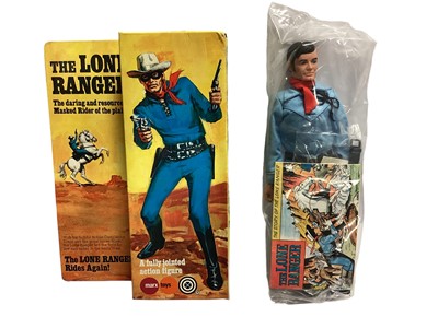 Lot 189 - Marx Toys The Lone Ranger Rides Again action figures Masked Rider No.7400 & Red Sleeves No.7404, boxed (2)