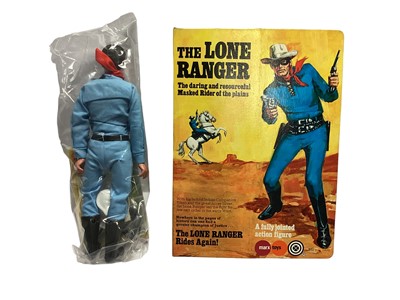 Lot 189 - Marx Toys The Lone Ranger Rides Again action figures Masked Rider No.7400 & Red Sleeves No.7404, boxed (2)