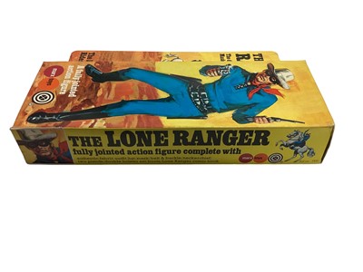 Lot 189 - Marx Toys The Lone Ranger Rides Again action figures Masked Rider No.7400 & Red Sleeves No.7404, boxed (2)