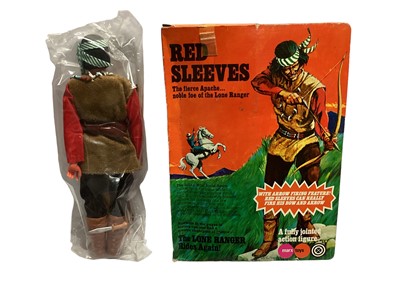 Lot 189 - Marx Toys The Lone Ranger Rides Again action figures Masked Rider No.7400 & Red Sleeves No.7404, boxed (2)