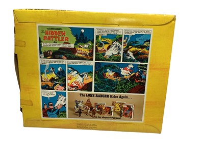 Lot 190 - Marx Toys The Lone Ranger Rides Again adventure accessory packs including The Hidden Silver Mine No.7422, The Red River Floodwaters No.7425, The Apache Buffalo Hunt No.7421, The Tribal Powwow No.74...