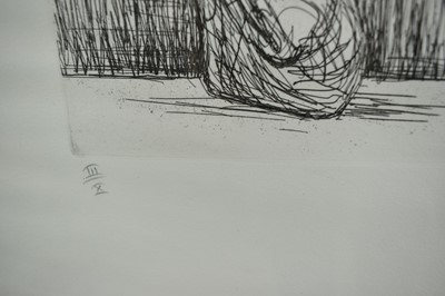 Lot 1307 - *Henry Moore (1898-1986) signed limited edition etching - Two Piece Reclining Figure Points (1969), numbered III/X, 50cm x 38cm, in glazed frame