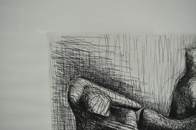 Lot 1307 - *Henry Moore (1898-1986) signed limited edition etching - Two Piece Reclining Figure Points (1969), numbered III/X, 50cm x 38cm, in glazed frame