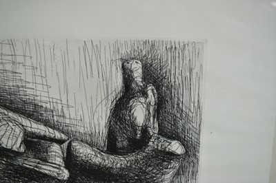 Lot 1307 - *Henry Moore (1898-1986) signed limited edition etching - Two Piece Reclining Figure Points (1969), numbered III/X, 50cm x 38cm, in glazed frame