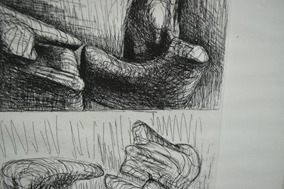 Lot 1307 - *Henry Moore (1898-1986) signed limited edition etching - Two Piece Reclining Figure Points (1969), numbered III/X, 50cm x 38cm, in glazed frame