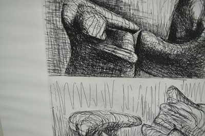 Lot 1307 - *Henry Moore (1898-1986) signed limited edition etching - Two Piece Reclining Figure Points (1969), numbered III/X, 50cm x 38cm, in glazed frame