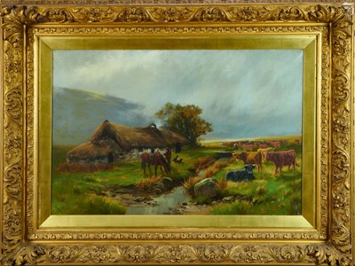 Lot 1319 - Henry Hadfield Cubley (1858-1934) oil on canvas - Highland Landscape, signed and dated 1890, inscribed verso, 70cm x 101cm, in original gilt frame