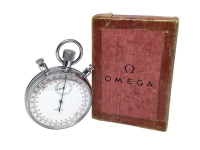 Lot 35 - 1960s Omega chromium plated stop watch in original cardboard box