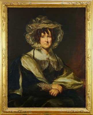 Lot 1331 - Manner of Thomas Lawrence (1769-1830) oil on canvas - Portrait of a Lady, Mrs Suart, 91cm x 71cm, in gilt frame