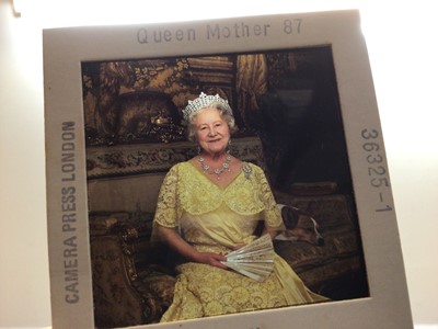 Lot 149 - H.M. Queen Elizabeth The Queen Mother, two 1987  Lord Snowdon colour photographic transparency slides of the Queen Mother wearing a beautiful ball gown (2)