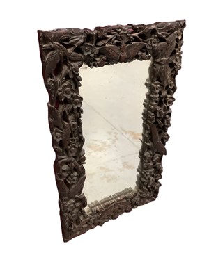 Lot 1652 - Early 20th century Chinese carved hardwood wall mirror