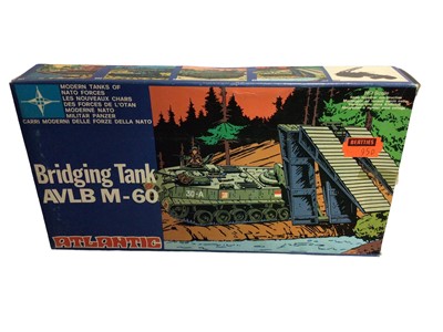 Lot 259 - Atlantic military model kits including Bridging Tank AVLB M-60 No.604, Ontos 6x106 mm No.612, Japanese Tank CHI-HAT97 No.616, Panxerspahwagen Sdkfz 232 No.617, Jagdpanzer PzJgVI Jagdtiger No.619 &;...