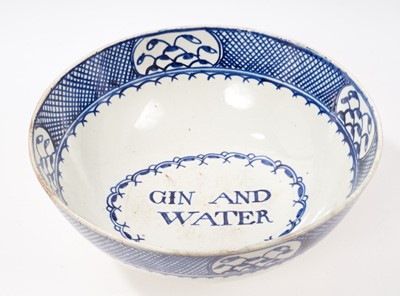 Lot 307 - Rare 18th century pearlware Gin and Water bowl