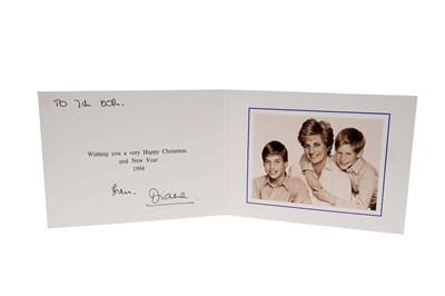 Lot 157 - Diana Princess of Wales, signed 1994 Christmas card