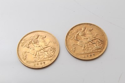 Lot 459 - G.B. - Gold Half Sovereigns Edward VII 1907 x 2 F (2 coins)