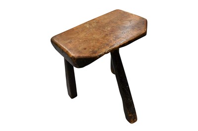 Lot 1638 - 18th/19th century rustic fruitwood three legged stool