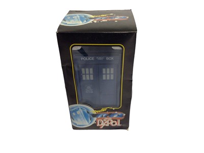 Lot 270 - Dapol c1987 Dr Who Tardis (Boxed), 4" action figures including The Doctor (x2), Mel (Pink Top 5, Blue Top 2), The Tetrapods (x4), W9 Cyberman (x4) & K.9 (x3), on punched card with blister packs (21...