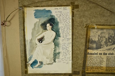 Lot 1528 - *John Stanton Ward (1917-2007) ink and watercolour - Seated Lady, a presentation inscription beneath the mount (a copy verso) to Humphrey Brooke, Secretary of the Royal Academy, also attached verso...