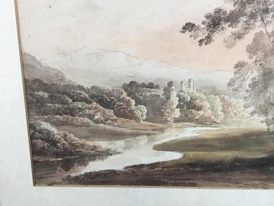 Lot 83 - Alfred Nicholson (1788-1833) watercolour - The seat of Alex Tritton, 20cm x 28cm, in glazed birds-eye maple veneered frame