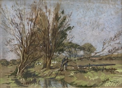 Lot 86 - Albert George Horner (b.1901) pastel - 'Near St. Osyth', signed and dated 1951, 27cm x 37cm, in glazed frame