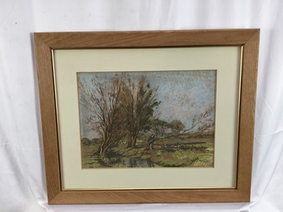 Lot 86 - Albert George Horner (b.1901) pastel - 'Near St. Osyth', signed and dated 1951, 27cm x 37cm, in glazed frame