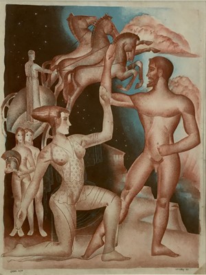 Lot 87 - William Frederick Colley (1907-1957) signed lithograph - Greek Myth, 46cm x 35cm, in glazed frame