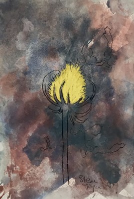 Lot 98 - Steve Joyce, contemporary, mixed media on paper - The Stem, signed, 28cm x 19cm, in glazed frame