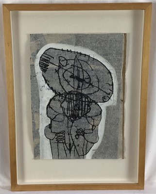 Lot 92 - Louise Hardy, mixed media abstract, signed and dated ‘97 verso, 34cm x 24cm, in glazed box frame