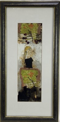 Lot 104 - Leo McDowell mixed media, signed, 49cm x 15cm, in glazed frame