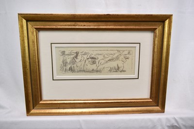 Lot 1099 - Harry Becker (1865-1928) lithograph - Sheep at Rest, 7cm x 19cm, in glazed gilt frame