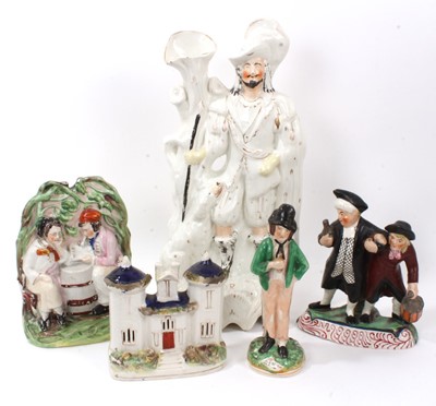 Lot 310 - Group of Staffordshire figures, including the Drunk Parson group, Gin & Water figure, etc (5)