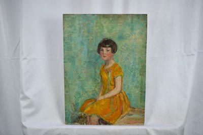 Lot 1441 - Amy Watt (1900-1956) oil on panel, portrait of Mary Millar Watt as a young girl, signed, 36 x 27cm