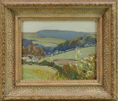 Lot 1452 - Fred Milner (1863-1939) oil on panel, The Downs, Near Eastbourne, signed, 18 x 24cm