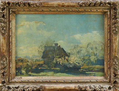 Lot 1446 - Amy Watt (1900-1956), oil on canvas, Felgate's Rookery Farm, Dedham, signed, 24 x 34cm, framed, exhibition labels verso