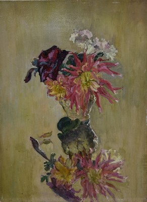 Lot 1448 - Amy Watt (1900-1956) oil on panel, still life of flowers and reflections, unsigned, 41 x 31cm