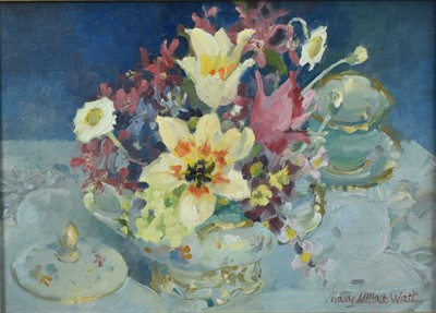 Lot 1451 - *Mary Millar Watt (1924-2023) oil on canvas, Chelsea bunch, signed, titled verso, 25 x 35cm, framed