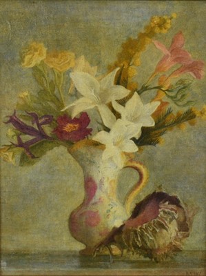 Lot 1460 - *Mary Millar Watt (1924-2023) oil on canvas board, still life with shell, signed, 26 x 21cm, framed