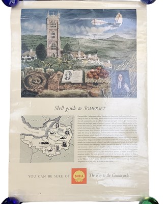 Lot 186 - *David Gentleman RDI (b.1930) coloured print - Shell Guide to Somerset, printed by C. Nicholls & Company Ltd., 75 x 51cm, unframed