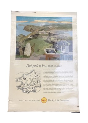 Lot 1385 - *Kenneth Rowntree (1915-1997) coloured print - Shell Guide to Pembrokeshire, printed by Henry Stone & Son Ltd.,  75 x 51cm, unframed