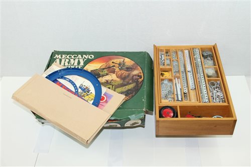 Lot 2820 - Meccano Army MultiKit, plus wooden box of...