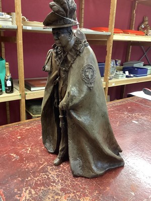 Lot 177 - Karin Churchill (1930-2018), bronze resin sculpture of Sir Winston Churchill in Garter robes signed with monogram, 38.5cm high excluding turned plinth and with fitted wooden carrying case. Provenan...