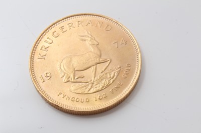 Lot 463 - South Africa - Gold Krugerrand 1974 (N.B. Minor edge nicks) otherwise AU (1 coin)