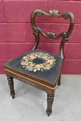 Lot 1678 - Early Victorian pewter inlaid rosewood side chair