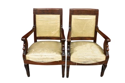 Lot 1640 - Pair of 19th century French Empire  open armchairs