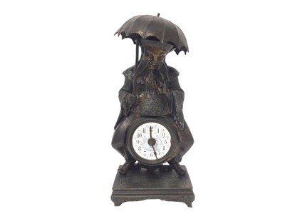 Lot 907 - Early 20th century French bronze novelty clock