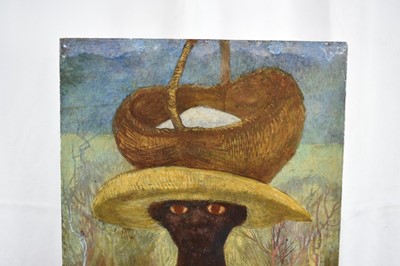 Lot 1467 - *Mary Millar Watt (1924-2023) oil on panel, figure carrying a basket, signed, 28 x 22cm