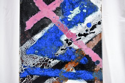Lot 1139 - Rita Moiret (1912-1994) enamel composition, abstract, comprised of three panels, 115 x 28cm