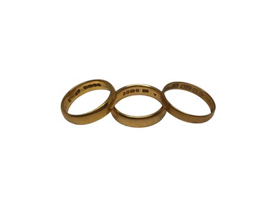 Lot 3 - Three 22ct gold wedding rings
